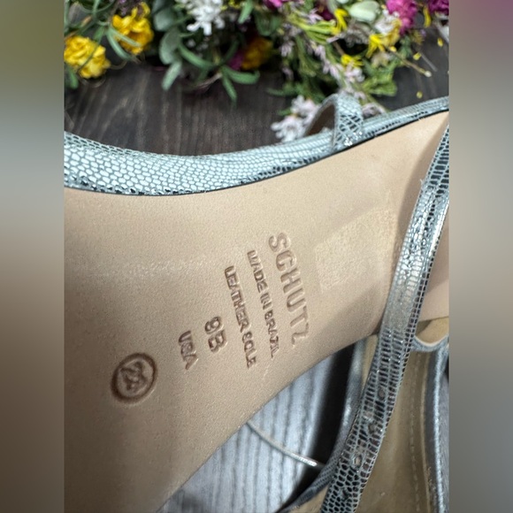 Schutz Altina Strappy Metallic Leather Sandals stiletto heel ankle strap - Picture 3 of 5